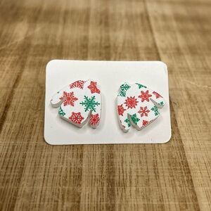 Holiday Sweater Earrings in Red and Green